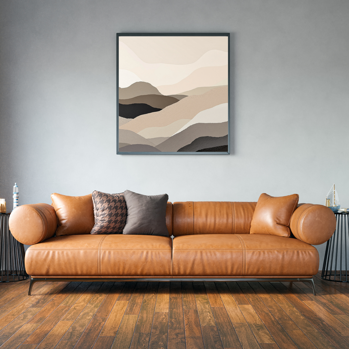 Obsidian Layers Abstract Earth Tone Canvas Art