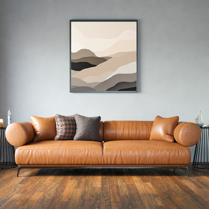 Obsidian Layers Abstract Earth Tone Canvas Art