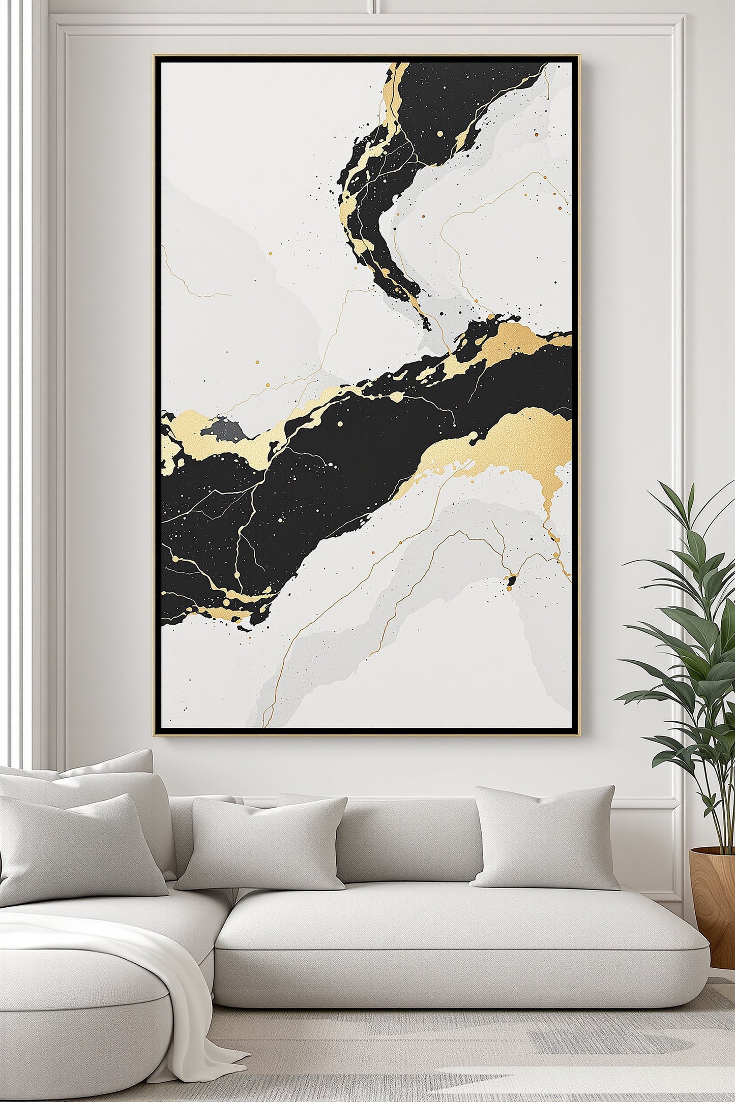 Ivory Noir Flow – Black & Gold Luxury Canvas