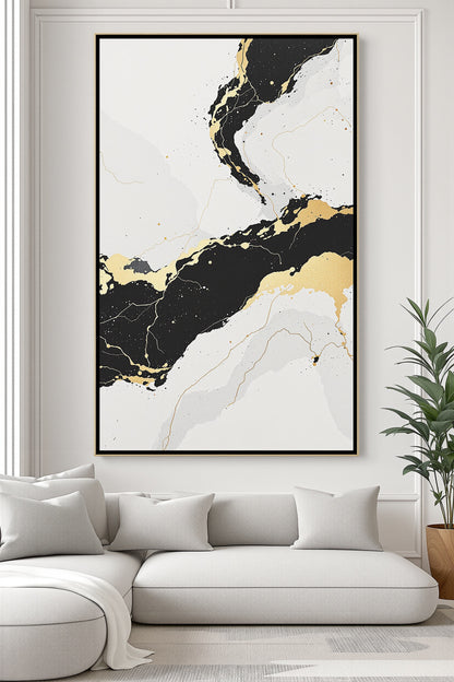 Ivory Noir Flow – Black & Gold Luxury Canvas