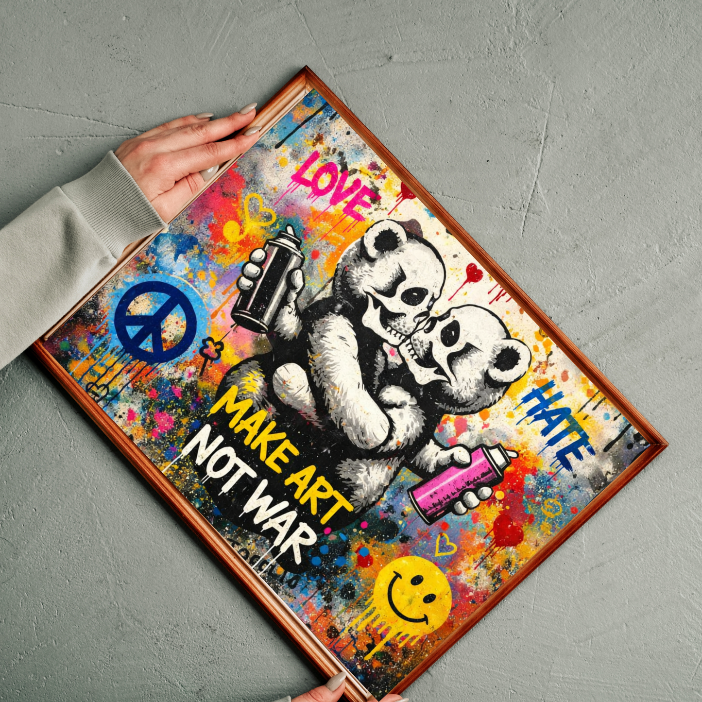 Make Art Not War Graffiti Canvas Wall Art - Urban Street Art Print for Modern Decor