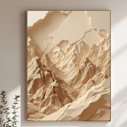 Desert Horizon Peaks – Luxury Minimalist Beige Canvas