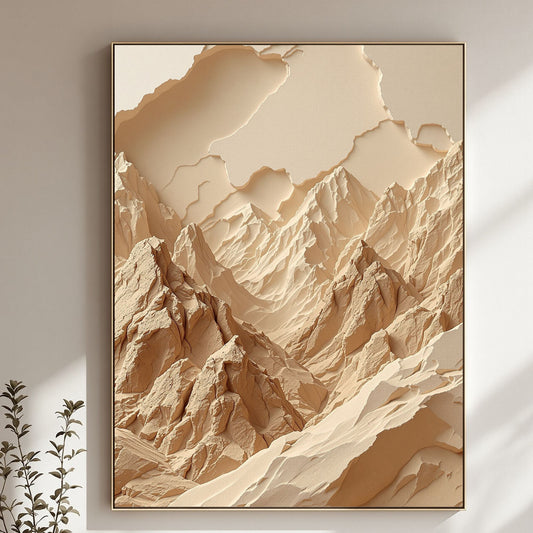 Desert Horizon Peaks – Luxury Minimalist Beige Canvas