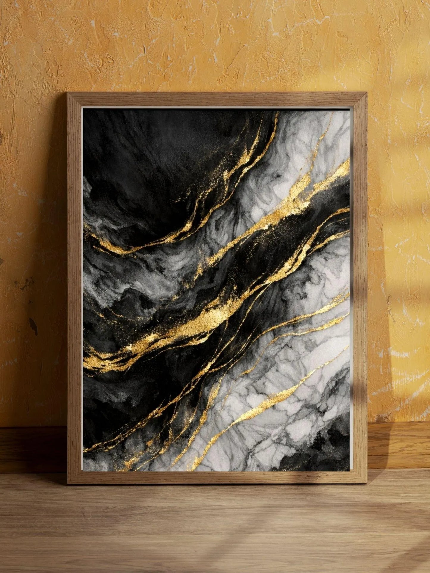 Golden Veins – Abstract Black & White Fine Art