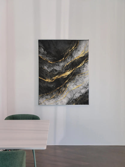 Golden Veins – Abstract Black & White Fine Art