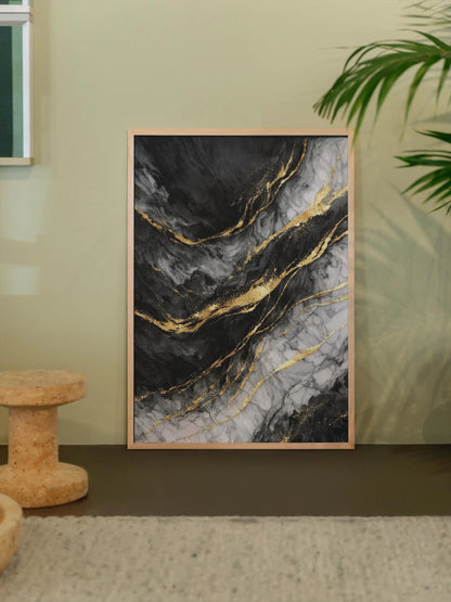 Golden Veins – Abstract Black & White Fine Art