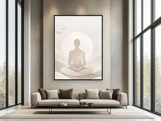 Zen Meditation Art  – Minimalist Silhouette, Neutral Decor